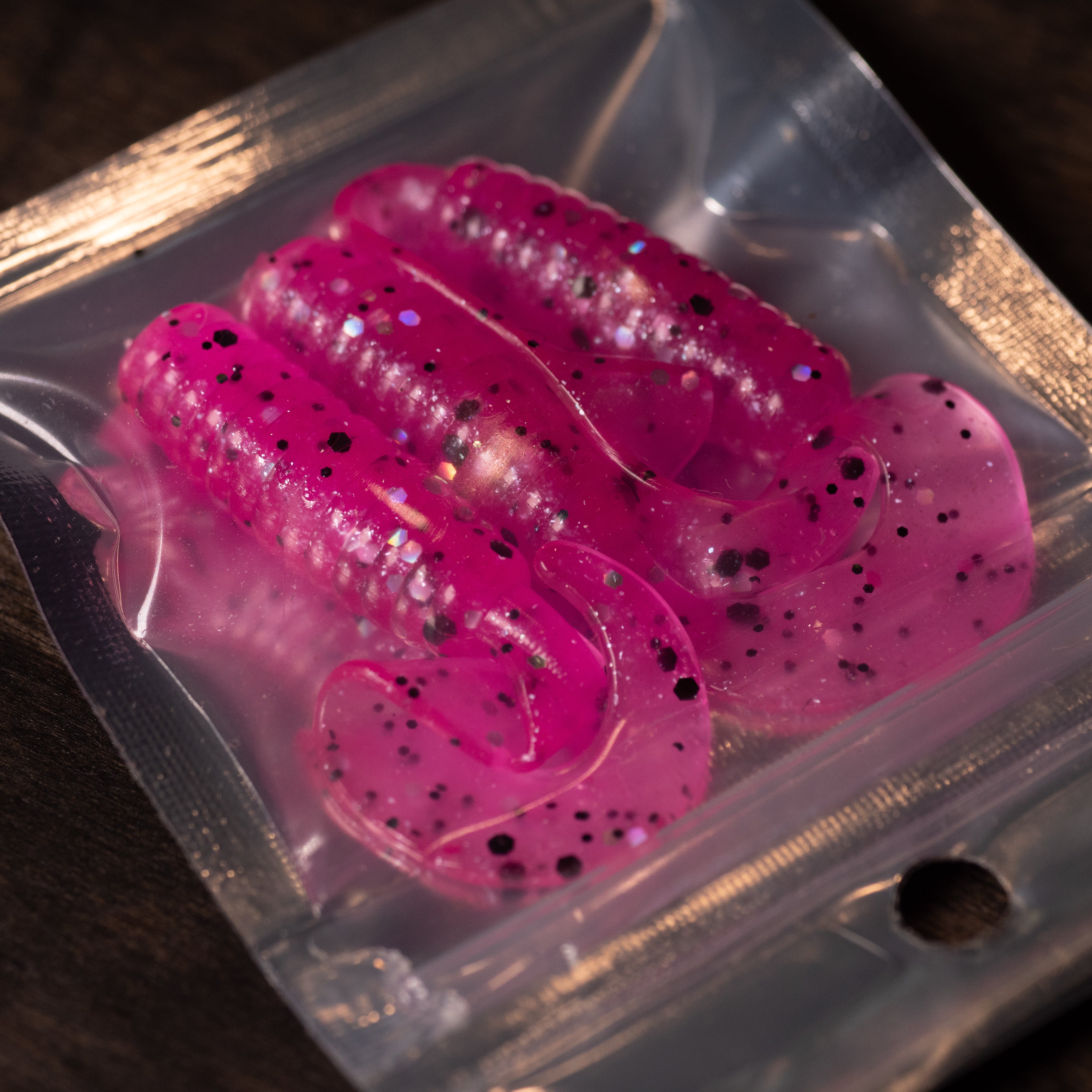 Color Sample "Dime Bag" - Party Bait / Pink Pearl - 2" and 3" Grubs